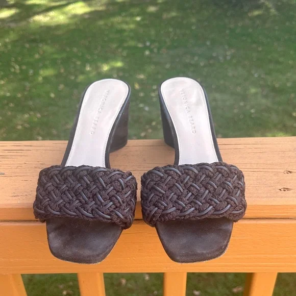 Veronica Beard Kerra Woven block-Heiled suede slide sandals - Picture 4 of 16